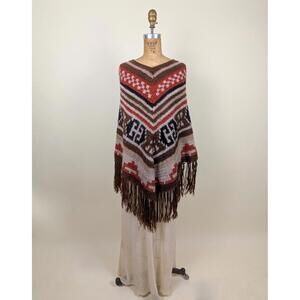1990's handmade wool cabin poncho